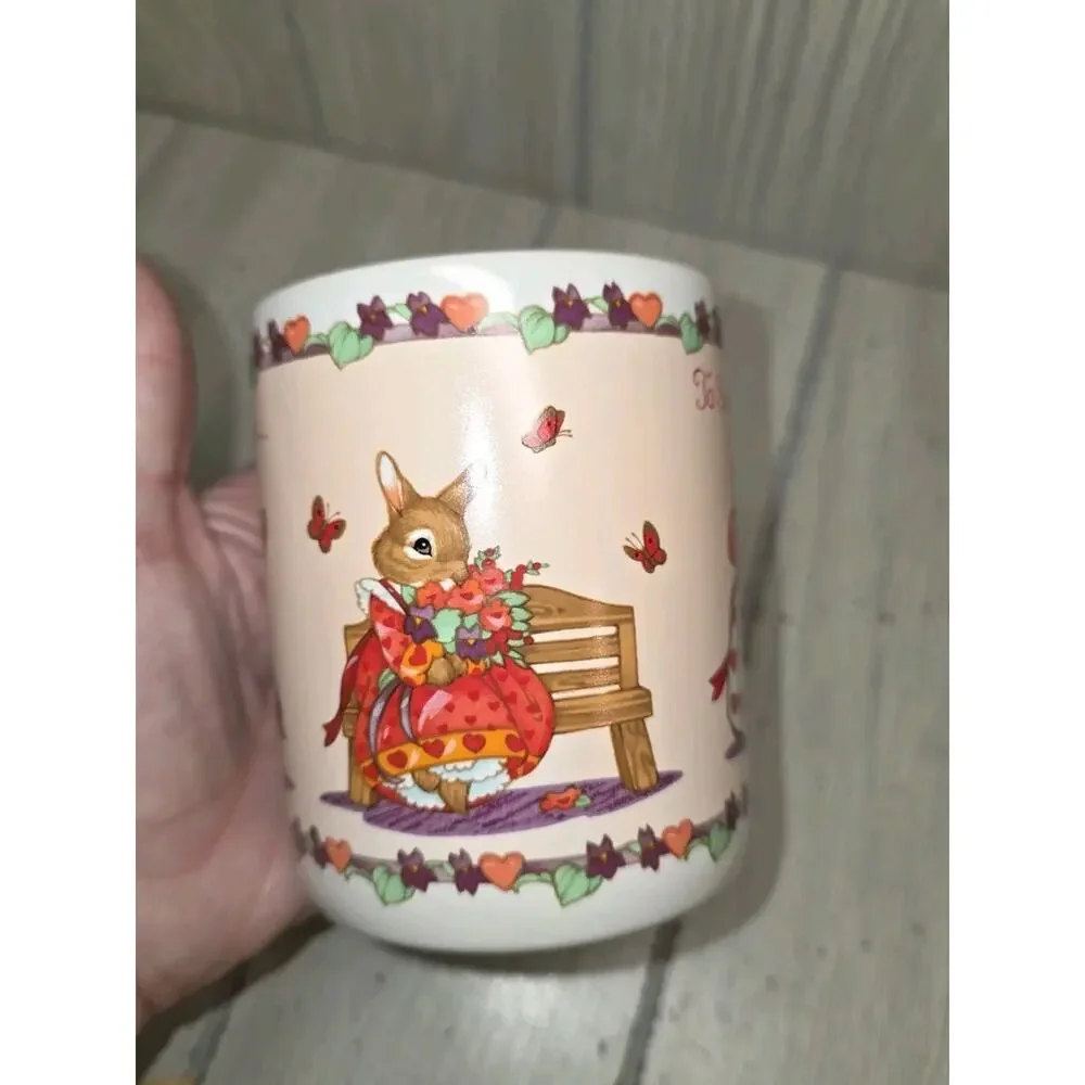 Vtg To Some Bunny Special Coffee Mug Tea Cup Hearts Handle With Lots of Love